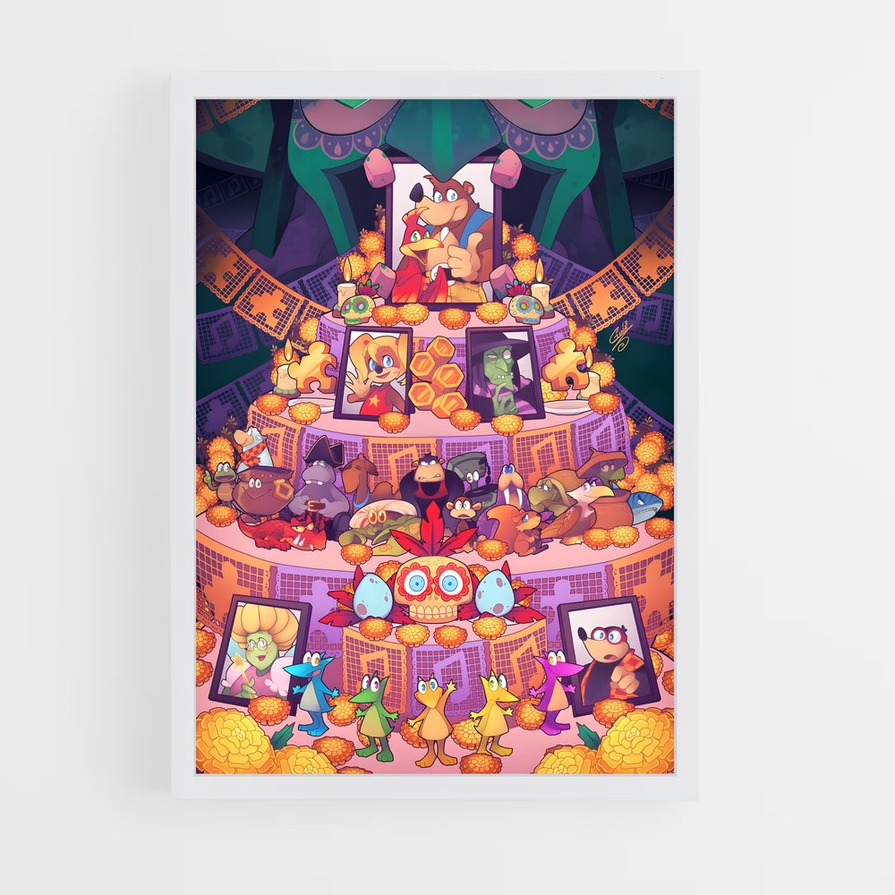 Poster Banjo et les Chats Enjoués – affiche Super Smash Bros (vue 3)